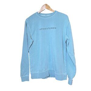 Jupmode Embroidered Sweatshirt S Blue Midwesterner Novelty Crew Neck Comfy